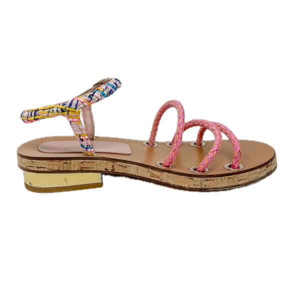 Chanel 2017 Fisherman Sandals Rope Tweed Cork Gold CC Label Plate Size 39.5 - Picture 8 of 15